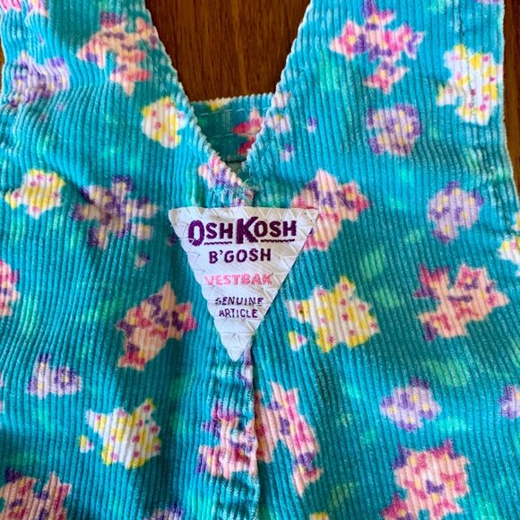 OSHK0SH Bgosh Vintage Floral Overalls Girls 12 Mos Blue Cord Corduroy Overall - Picture 11 of 12